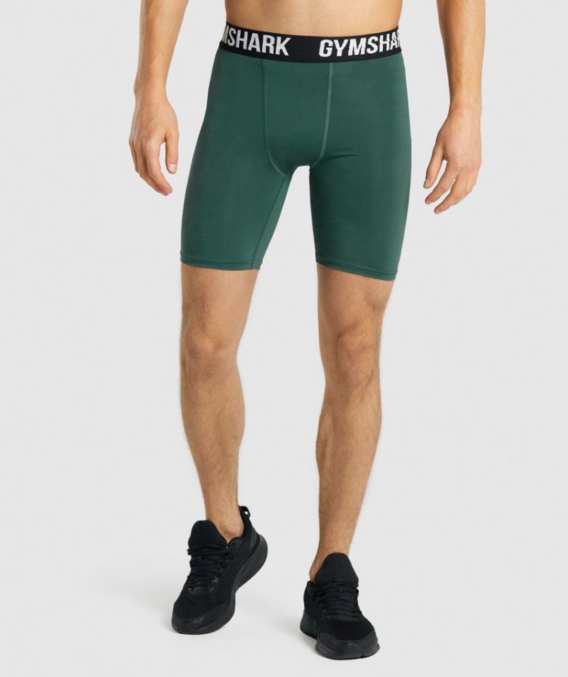 Men\'s Gymshark Element Baselayer Shorts Dark Green | NZ 5PGHUJ